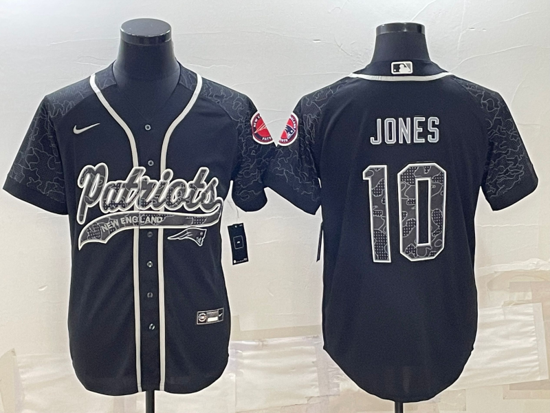 Men's New England Patriots Mac Jones #10 Black RFLCTV Limited Jerseys Joint Edition