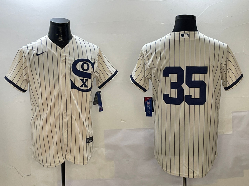 Men's Chicago White Sox Frank Thomas #35 Cream Replica Player Jerseys
