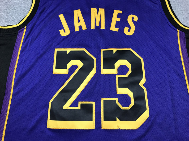 Men's Los Angeles Lakers LeBron James #23 Purple Swingman Jerseys - Statement Edition