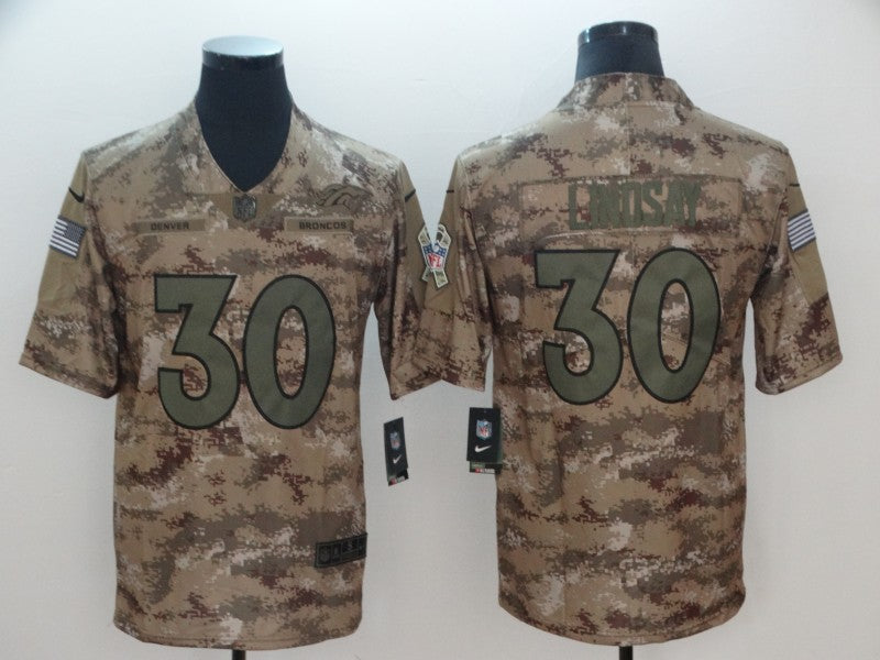 Men's Denver Broncos Phillip Lindsay #30 Camouflage Game Jerseys