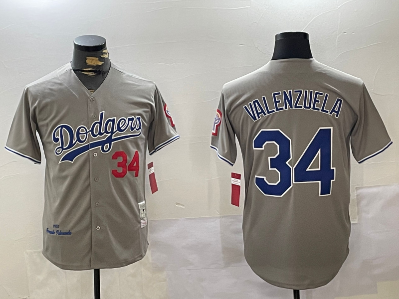 Men's Los Angeles Dodgers Fernando Valenzuela #34 Gray 1981 World Series Baseball Jerseys