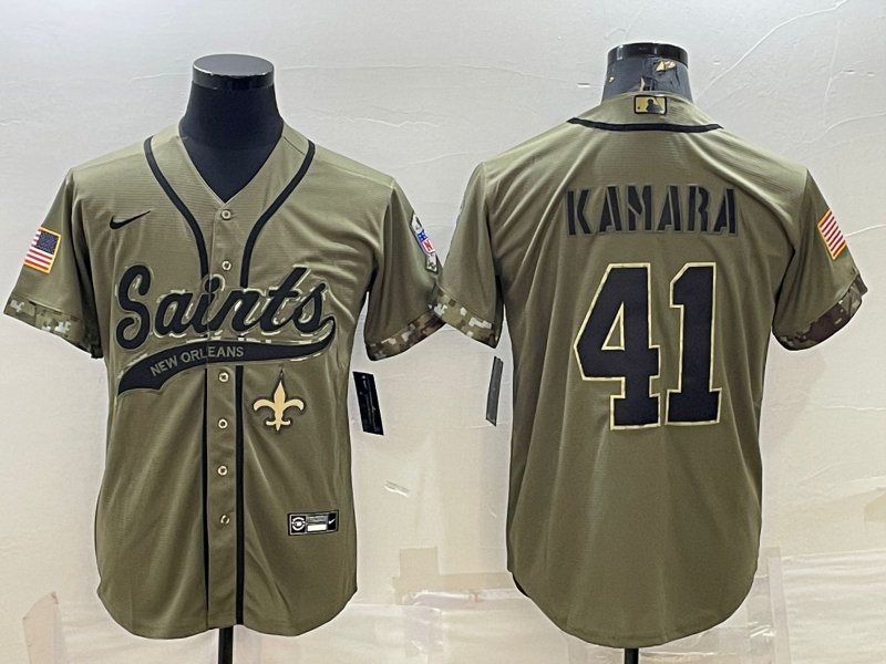 Men's New Orleans Saints Alvin Kamara #41 Olive 2022 Salute To Service Retired Player Limited Jerseys Joint Edition
