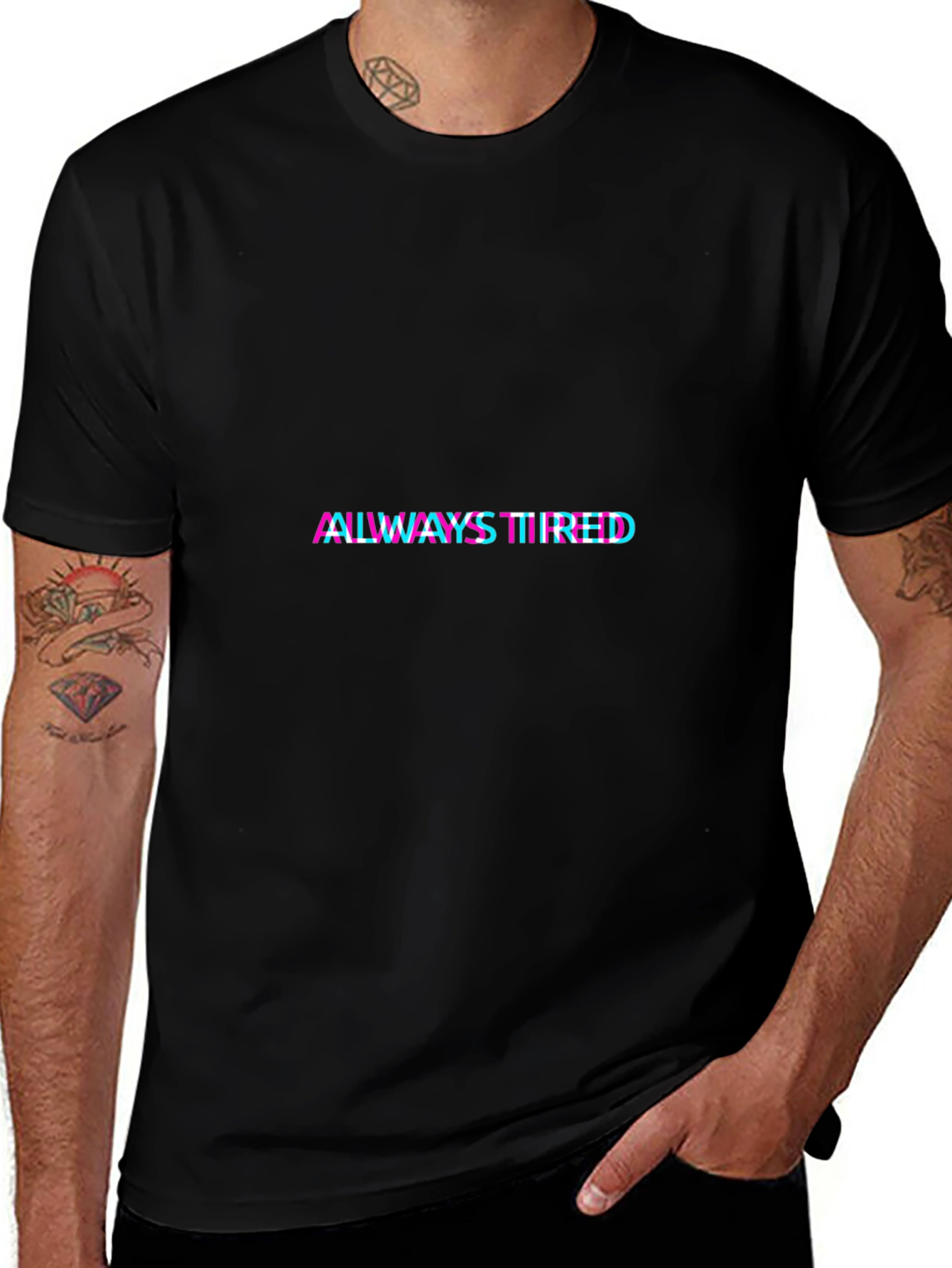 Always Tired Glitch T-Shirt - Trendy Graphic Tee