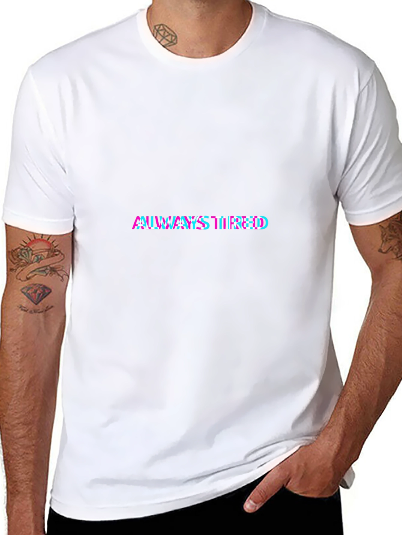 Always Tired Glitch T-Shirt - Trendy Graphic Tee