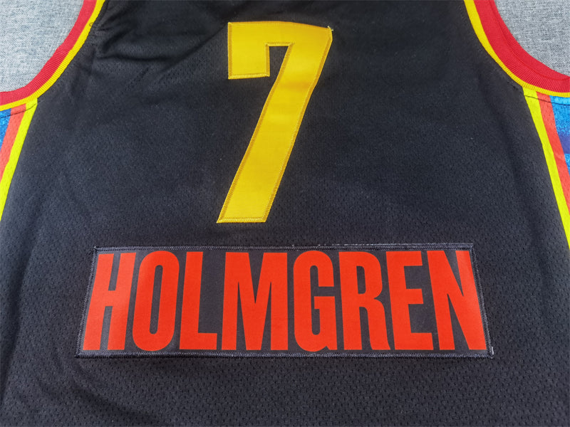 Men's Oklahoma City Thunder Chet Holmgren #7 Black 2024/25 Swingman Player Jerseys - City Edition