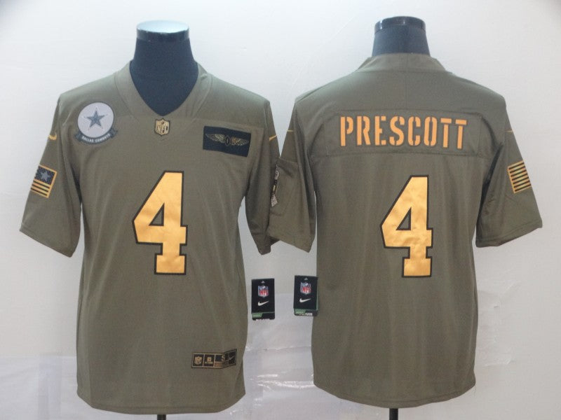 Men's Dallas Cowboys Dak Prescott #4 Brown Game Jerseys