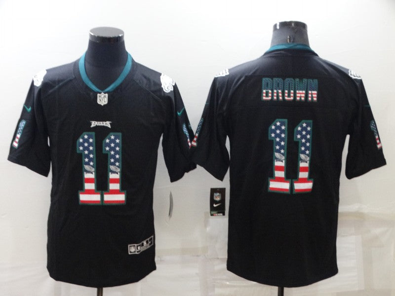 Men's Philadelphia Eagles A.J. Brown #11 Black Authentic Game Jerseys