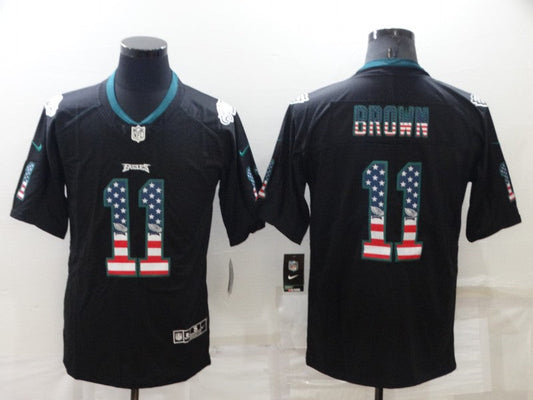 Men's Philadelphia Eagles A.J. Brown #11 Black Authentic Game Jerseys