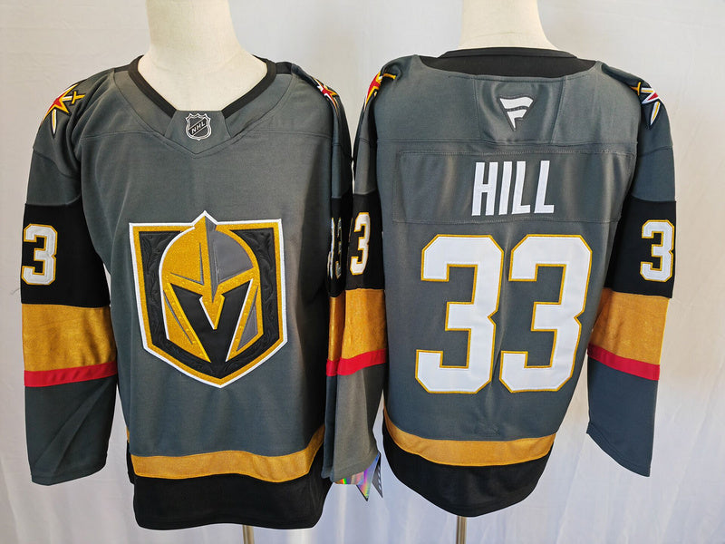 Men's Vegas Golden Knights Adin Hill #33 Gray Alternate Breakaway Jerseys
