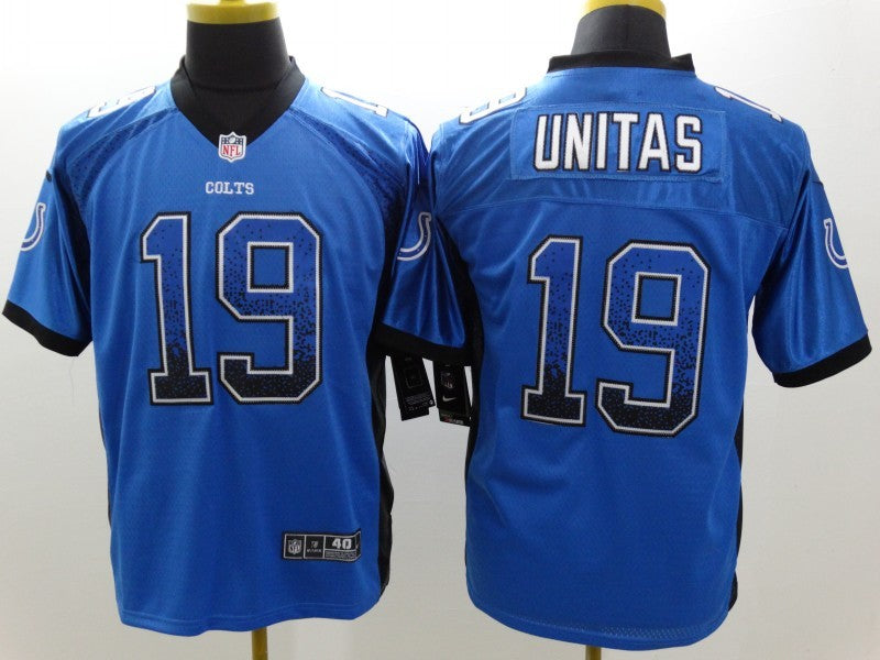 Men's Indianapolis Colts Johnny Unitas #19 Blue Game Jerseys