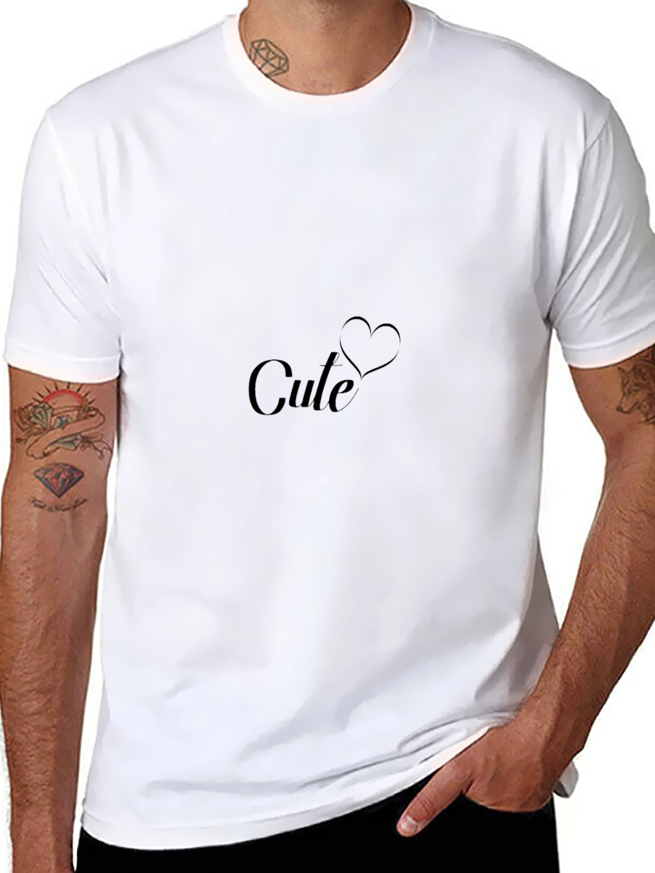 Cute Heart Graphic Black T-Shirt