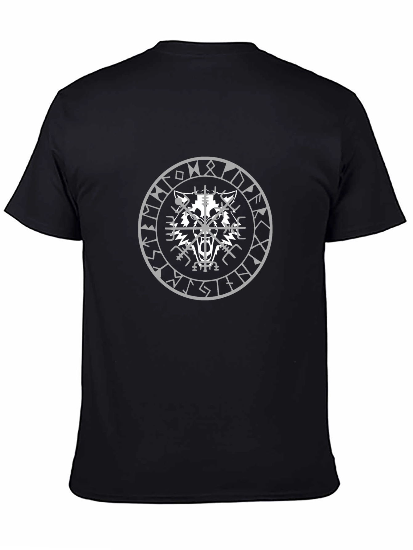 Wolf Rune Graphic Print Black Tee