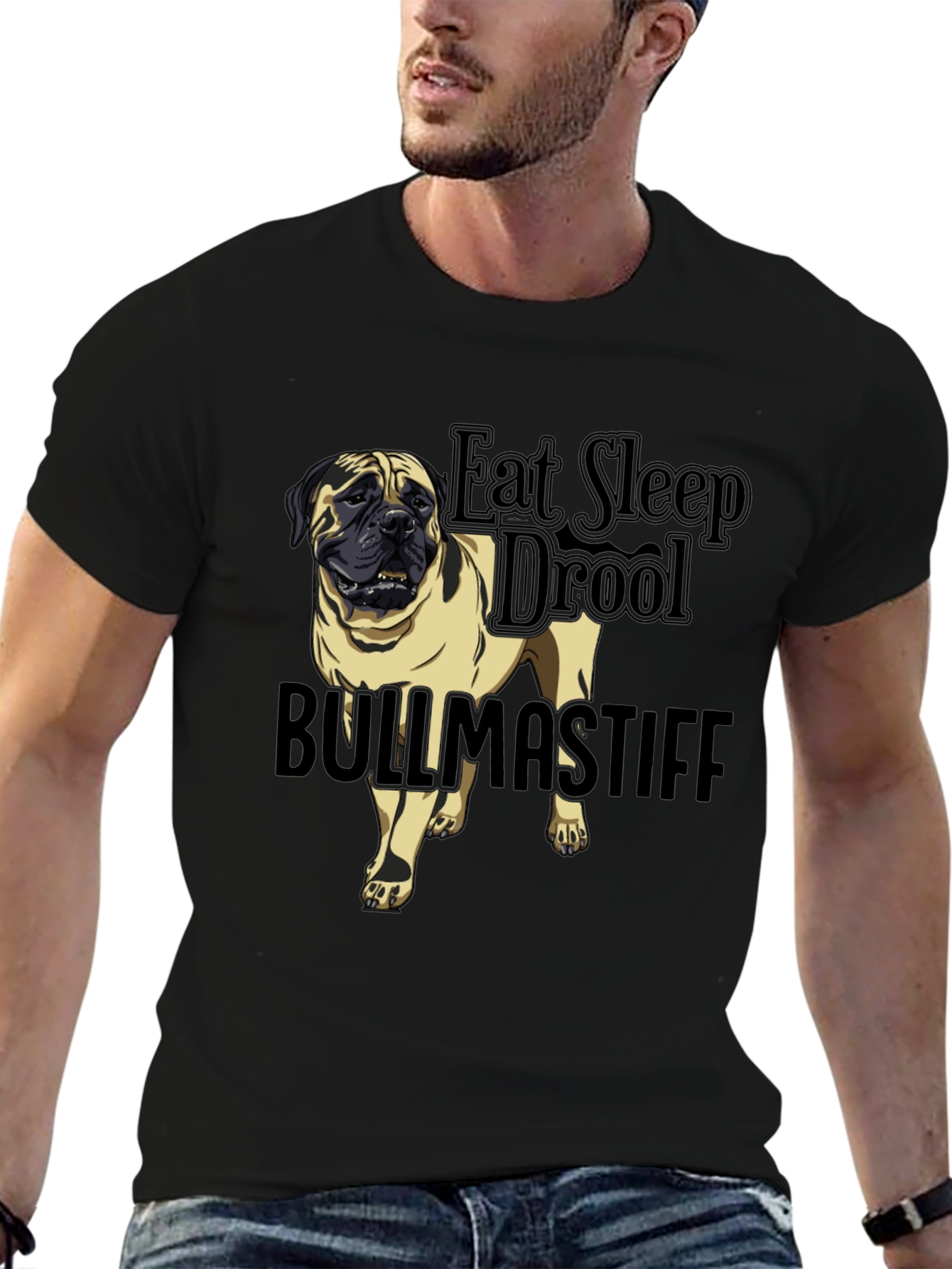 Bullmastiff Dog Breed Black T-Shirt - Eat Sleep Drool