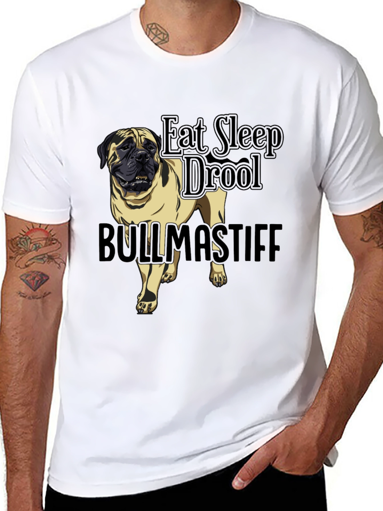 Bullmastiff Dog Breed Black T-Shirt - Eat Sleep Drool