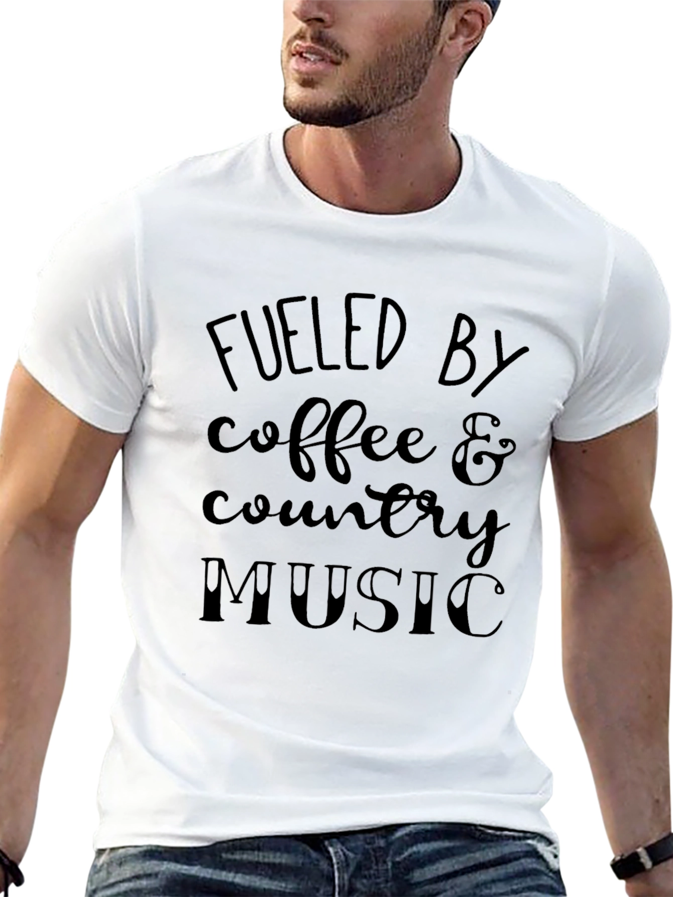Fueled By Coffee & Country Music Black T-Shirt