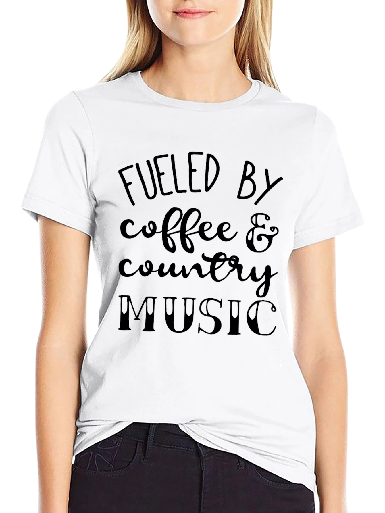 Fueled By Coffee & Country Music Black T-Shirt