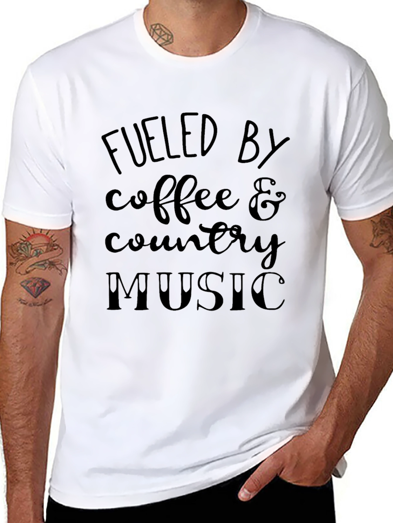 Fueled By Coffee & Country Music Black T-Shirt