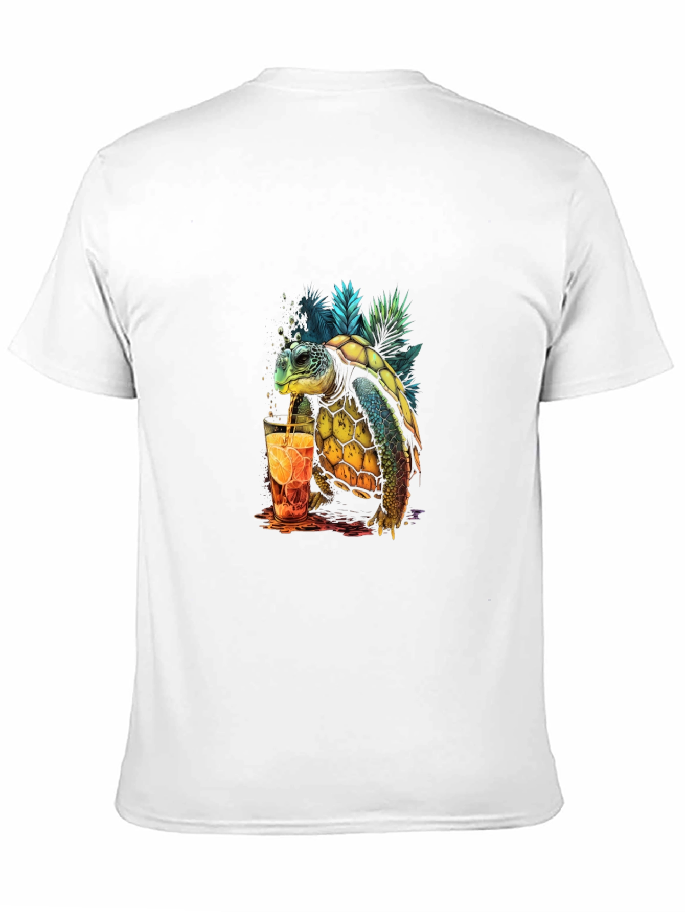 Turtle Sipping Drink Graphic T-Shirt