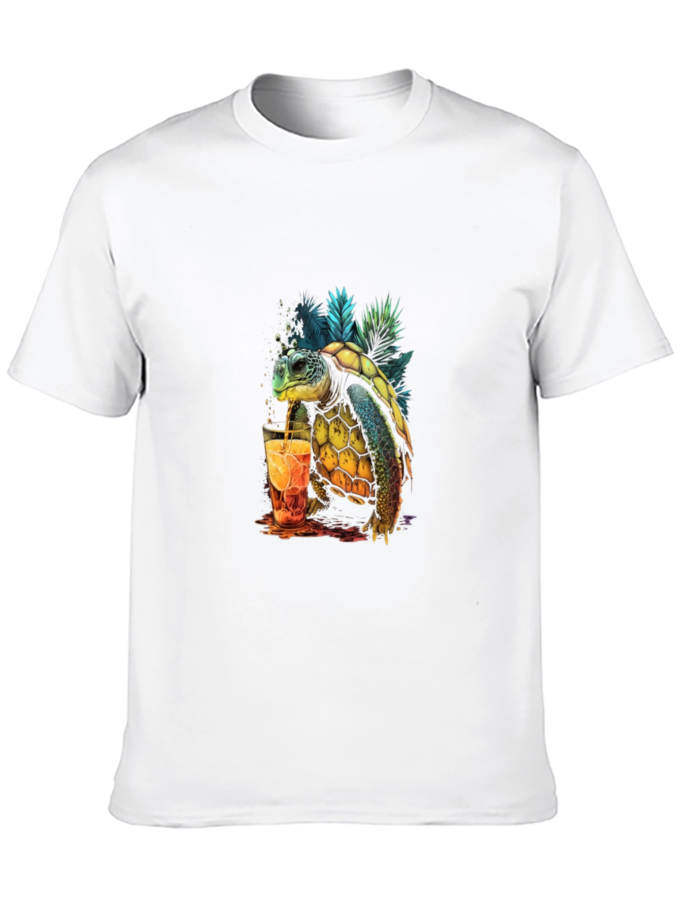 Turtle Sipping Drink Graphic T-Shirt