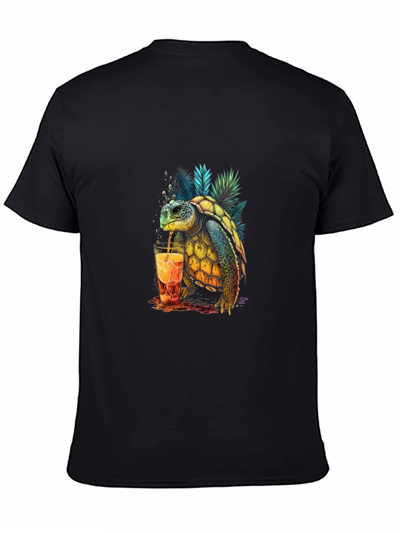 Turtle Sipping Drink Graphic T-Shirt