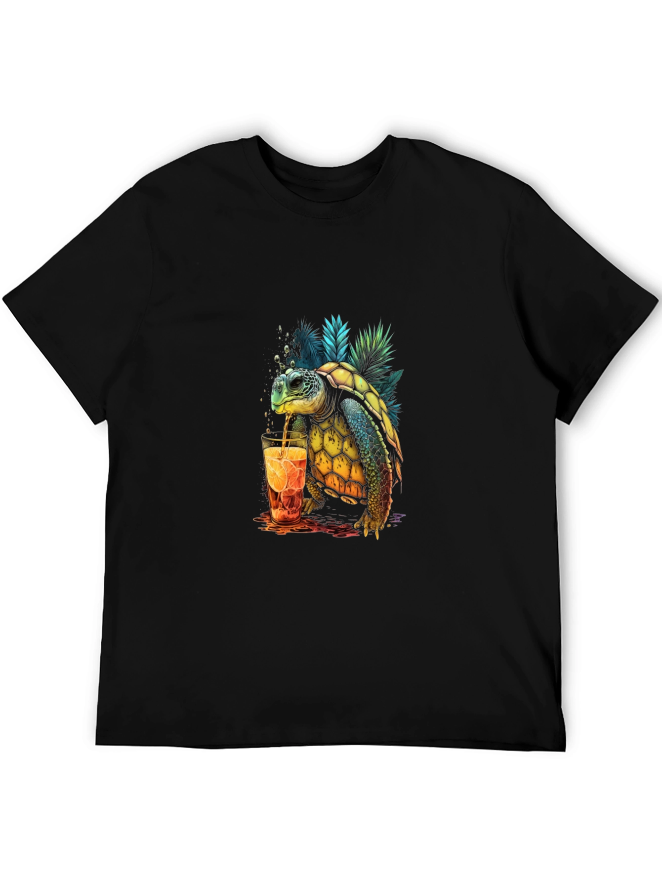 Turtle Sipping Drink Graphic T-Shirt