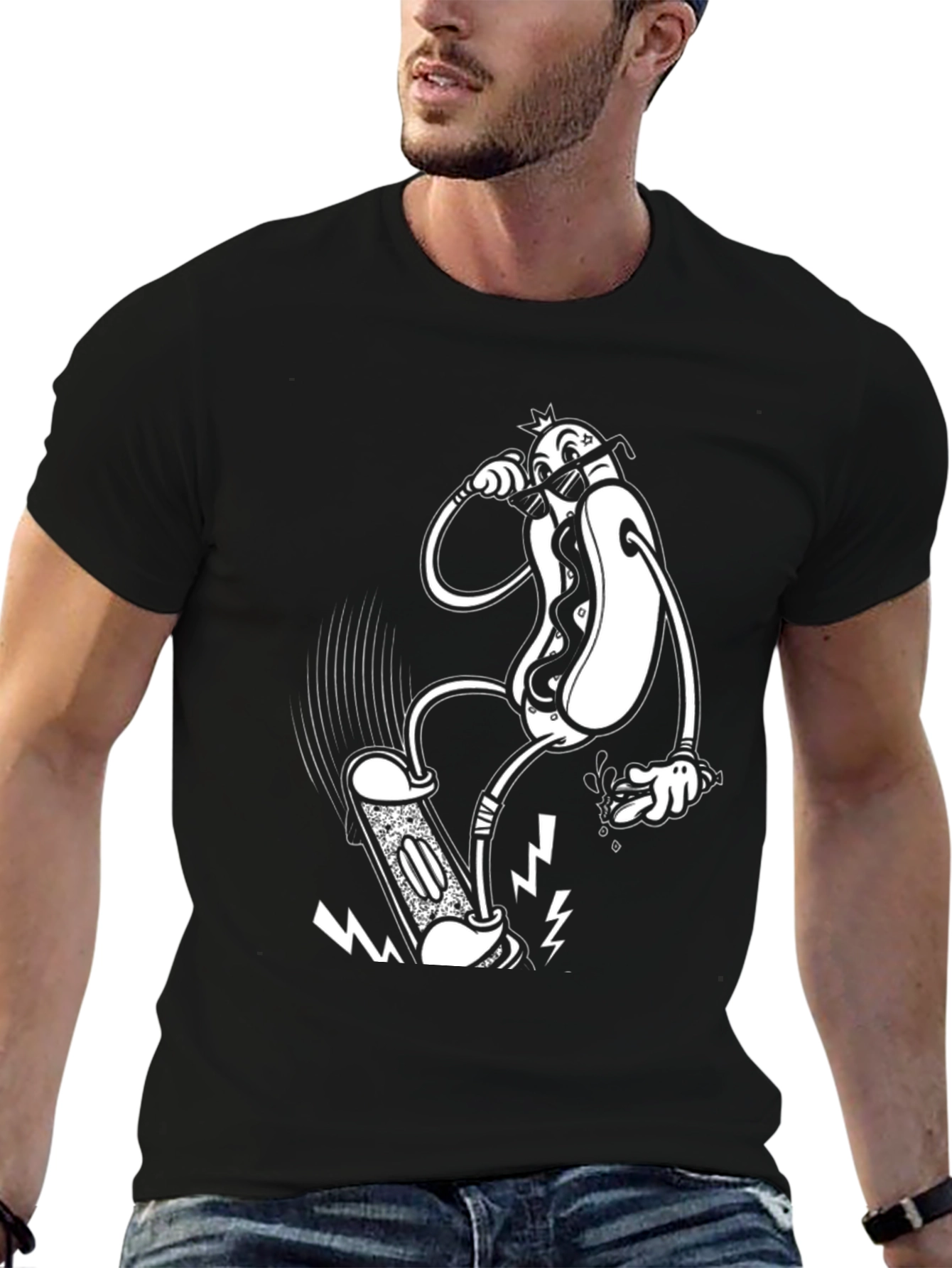 Hot Dog Skateboard T-Shirt - Cool Graphic Tee
