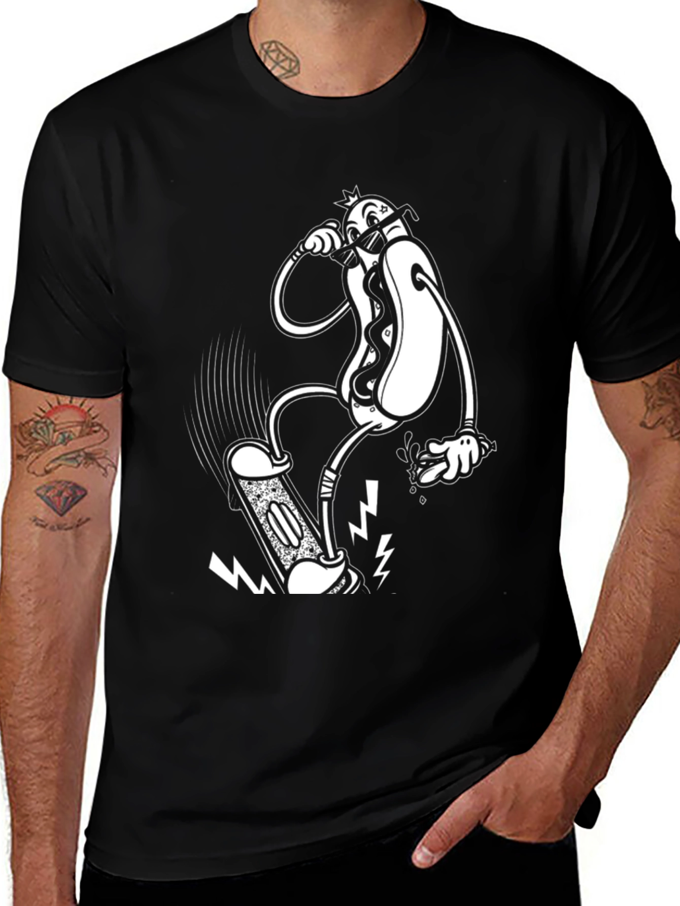 Hot Dog Skateboard T-Shirt - Cool Graphic Tee