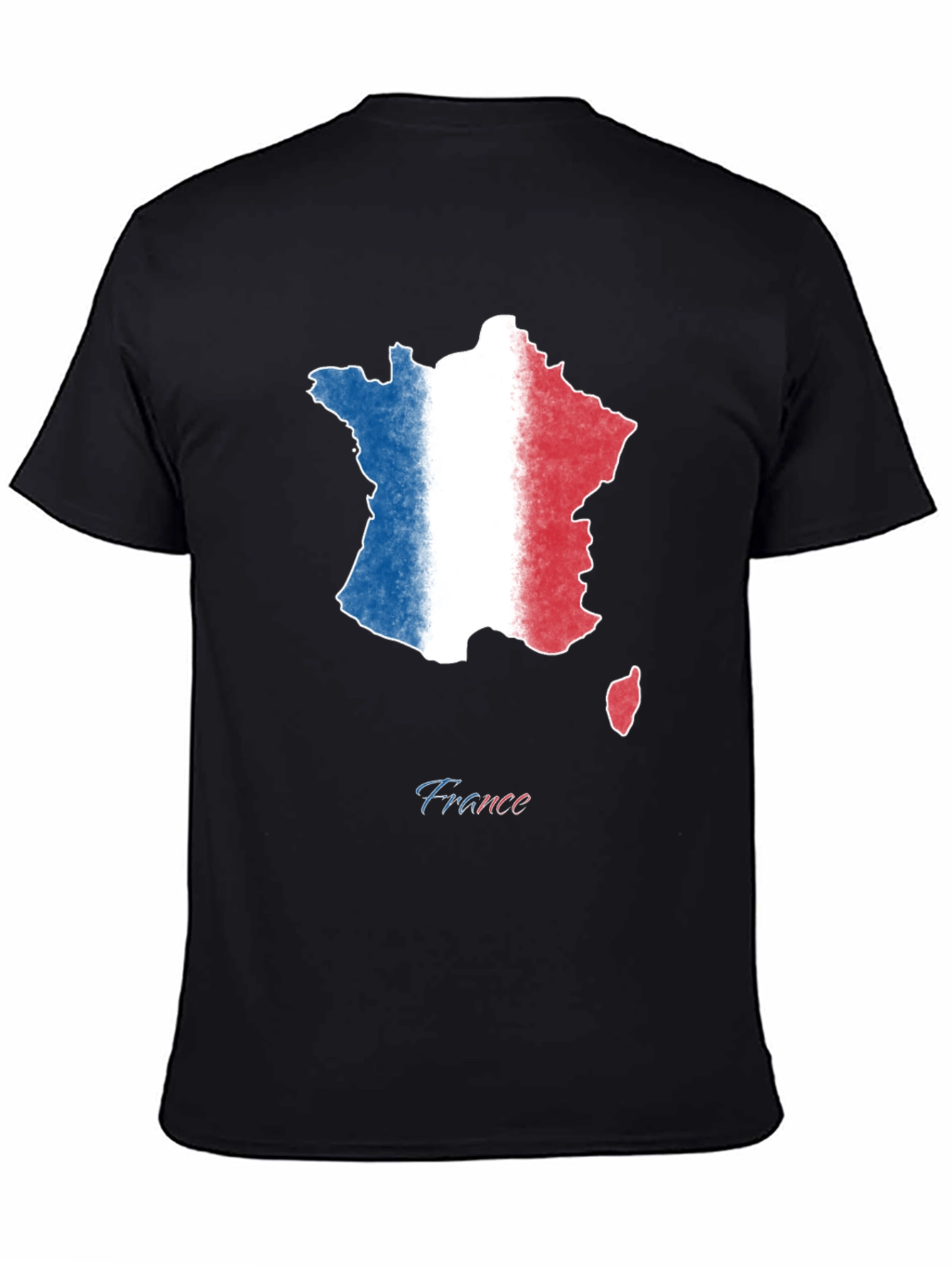 France Map Flag T-Shirt - Black Cotton Tee