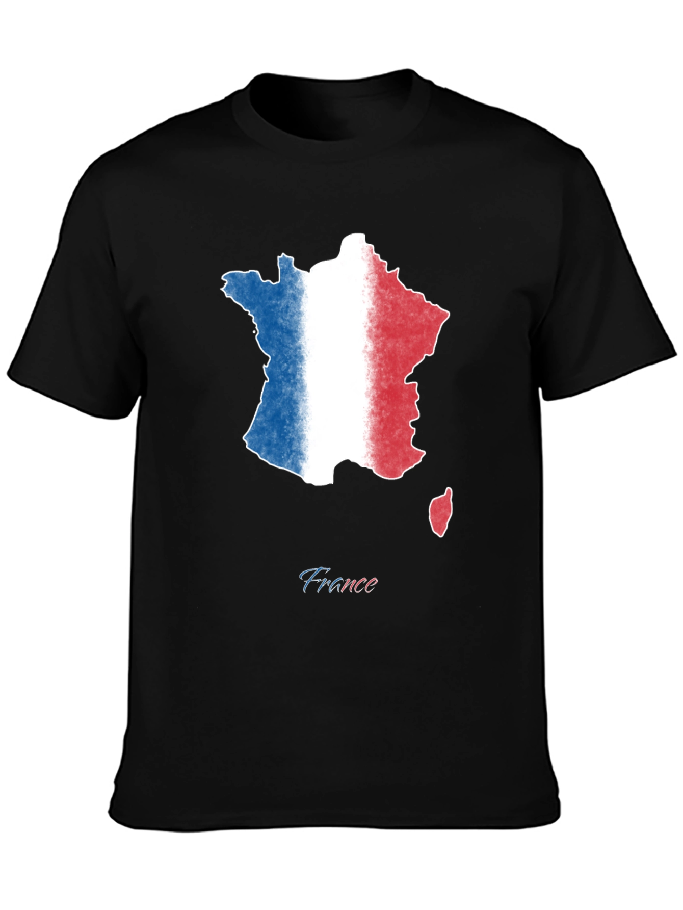 France Map Flag T-Shirt - Black Cotton Tee