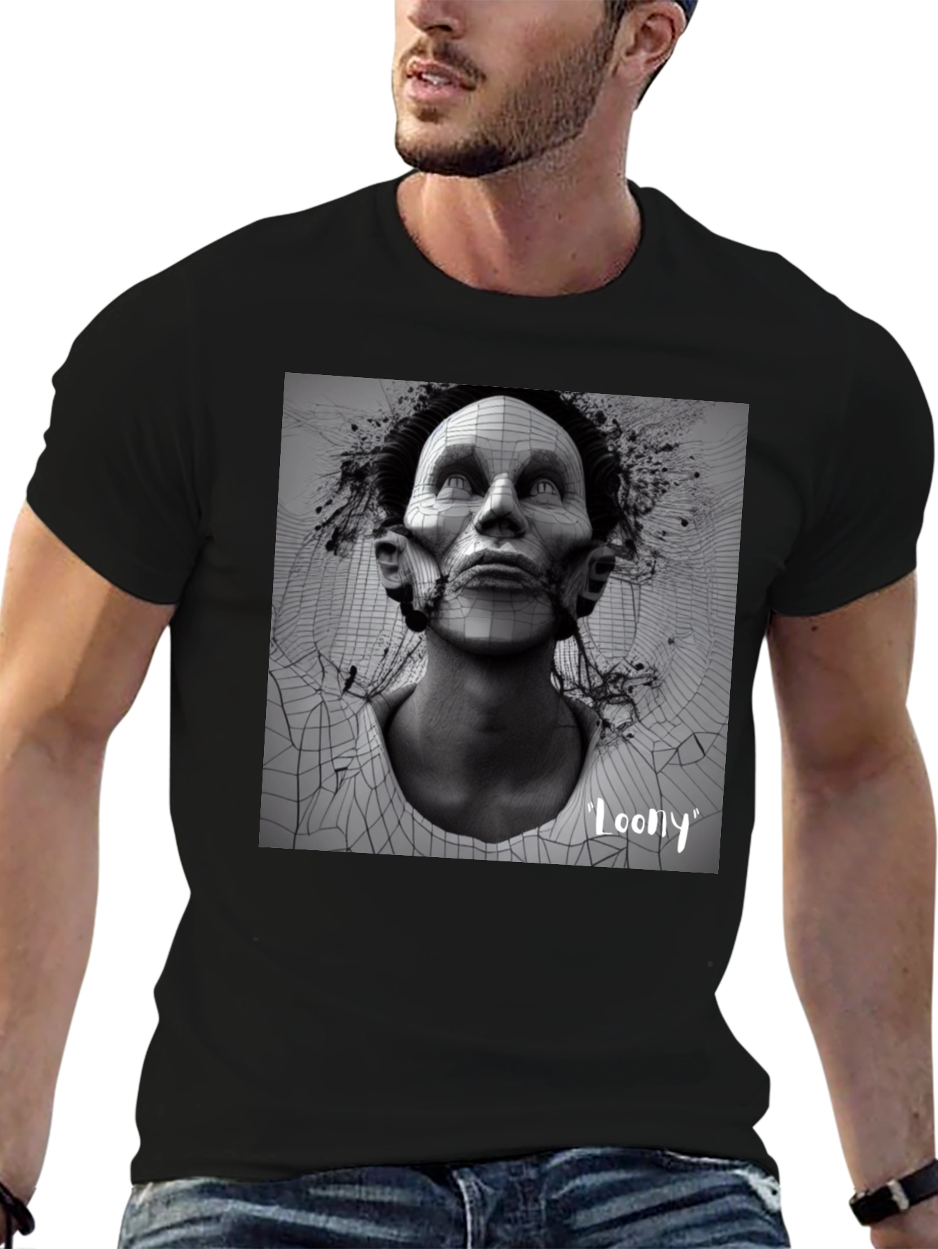 Edgy Loony Graphic Print Black T-Shirt