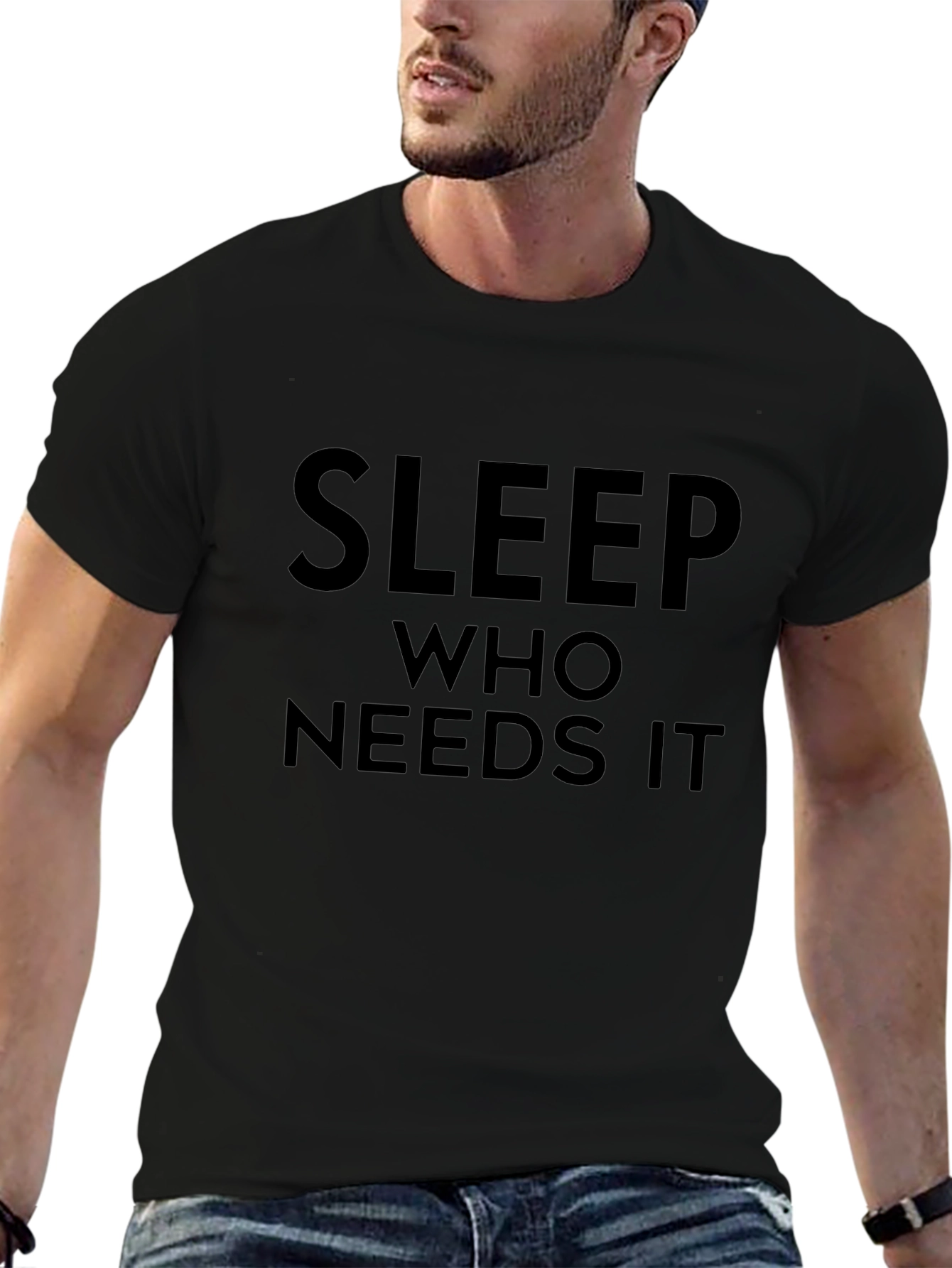 Sleep Who Needs It Black Graphic Tee