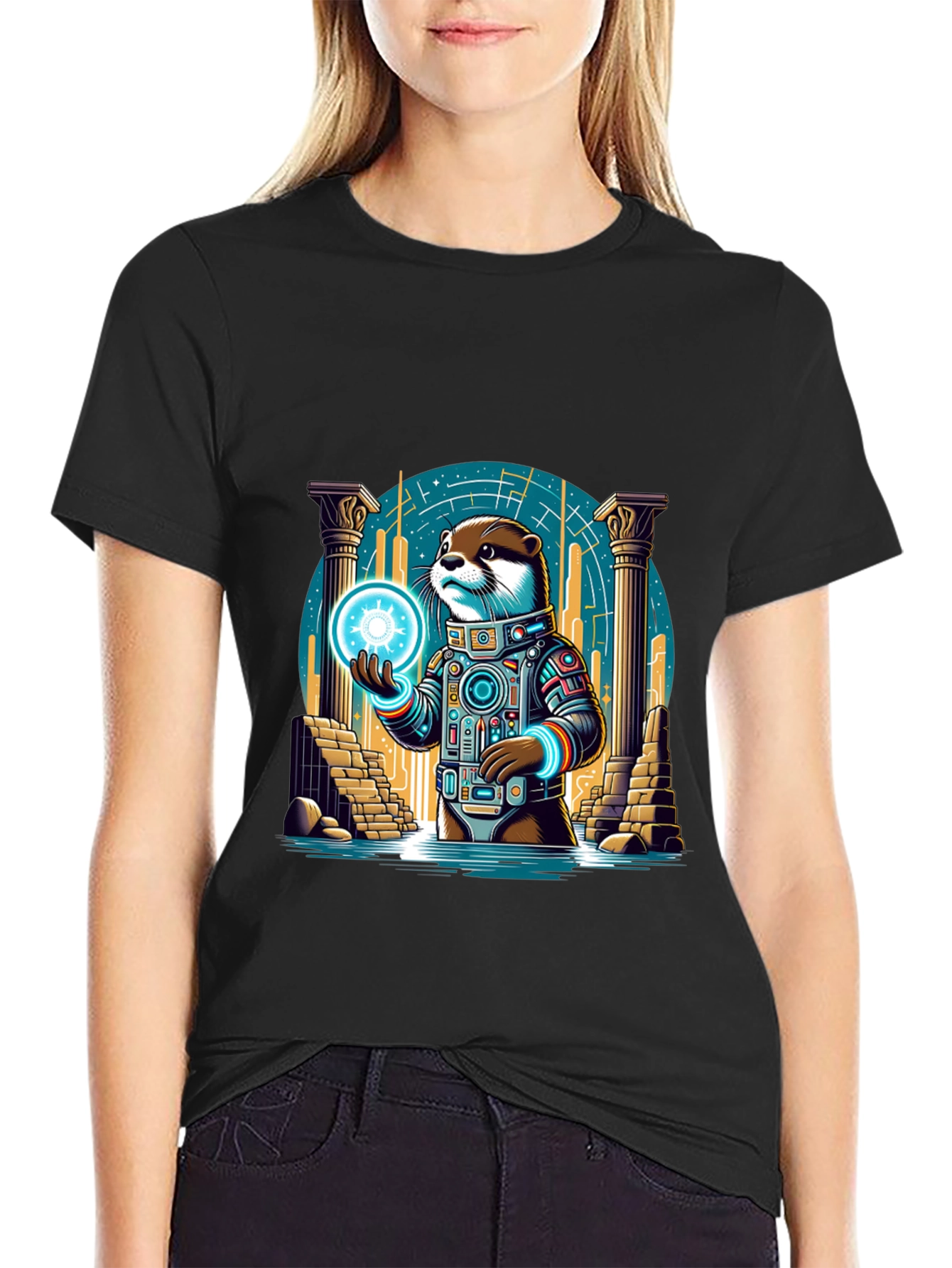 Astronaut Otter Graphic T-Shirt