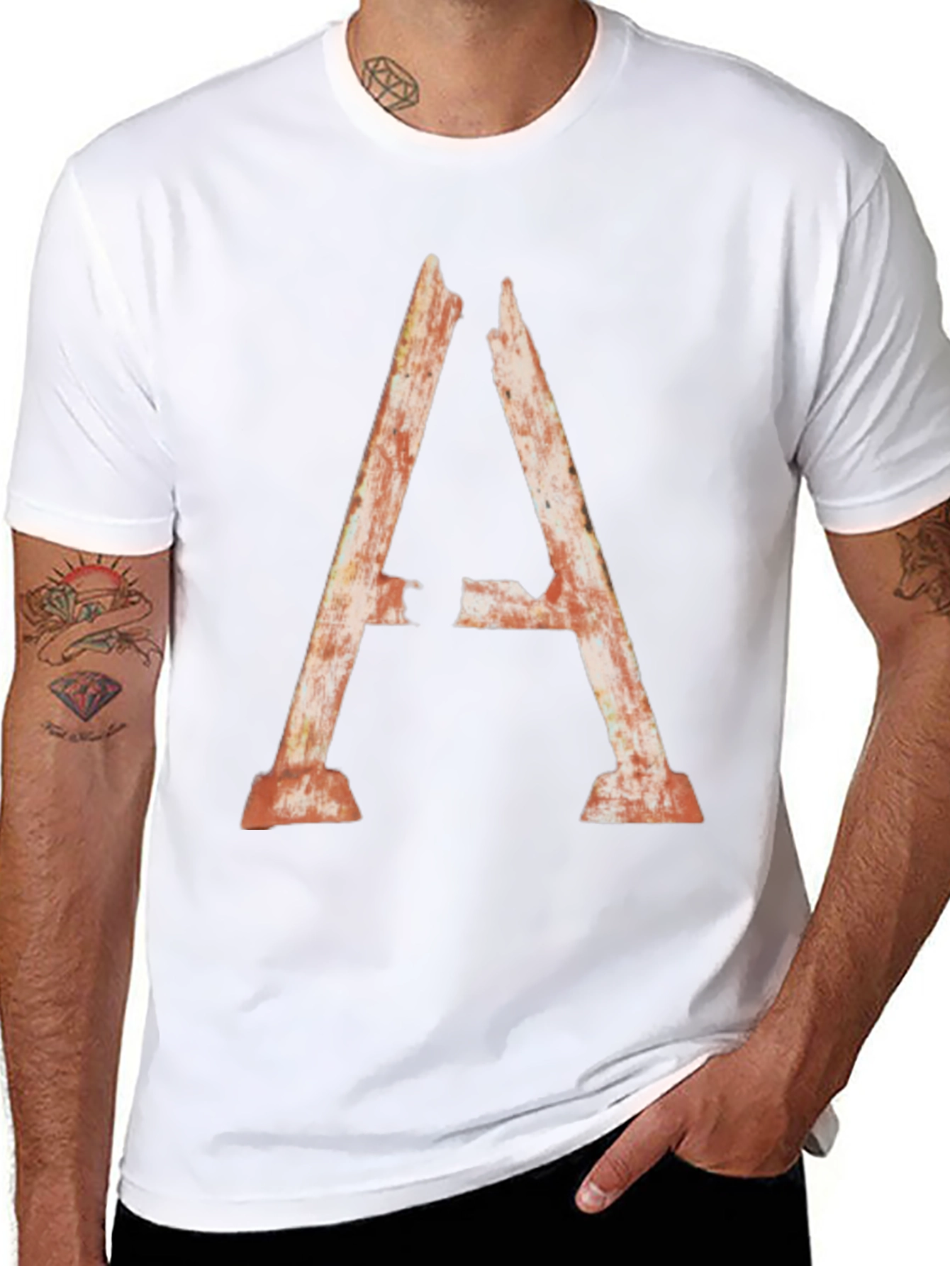 Rustic Letter A Graphic Tee - Distressed Style Shirt