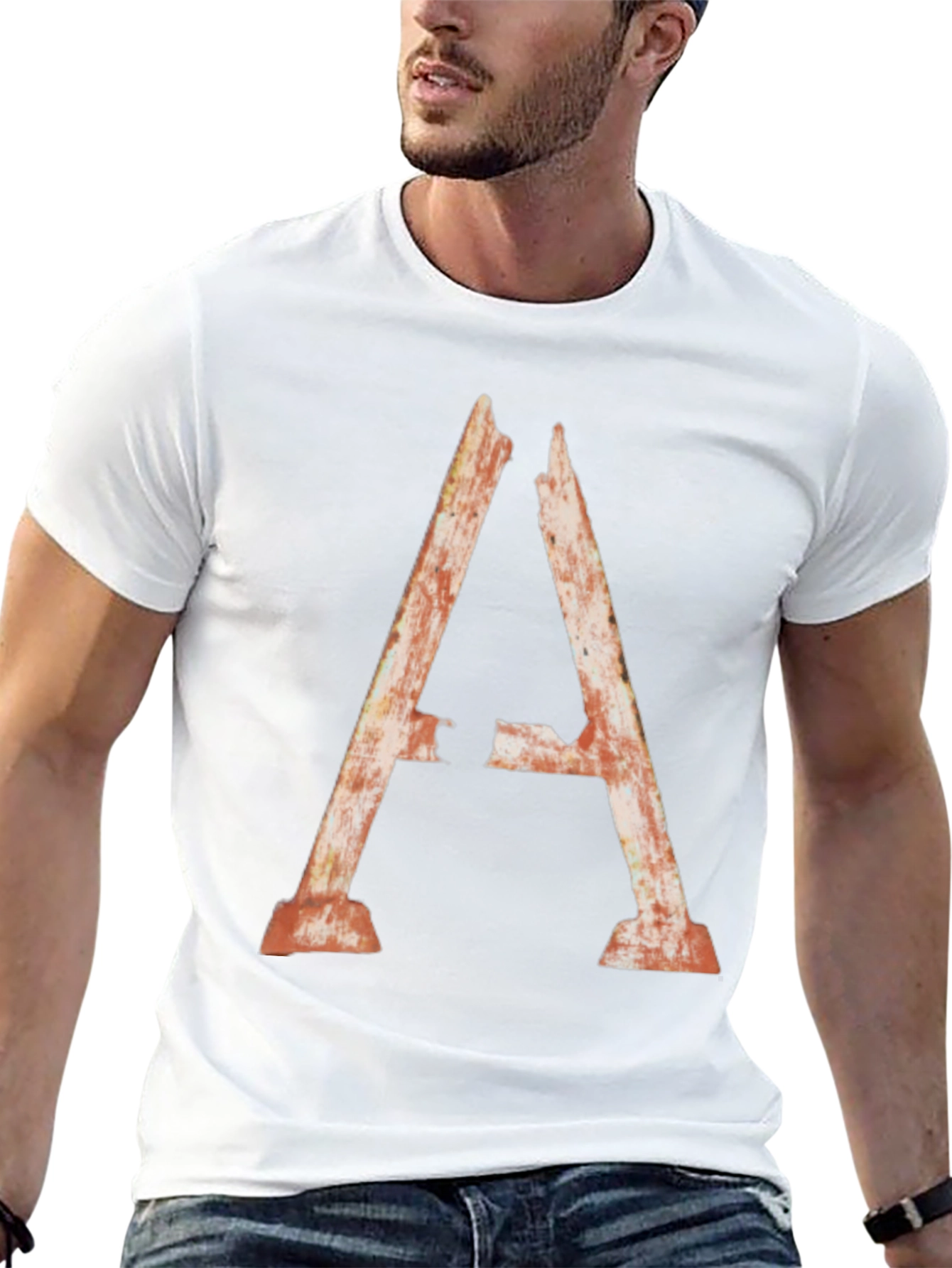 Rustic Letter A Graphic Tee - Distressed Style Shirt