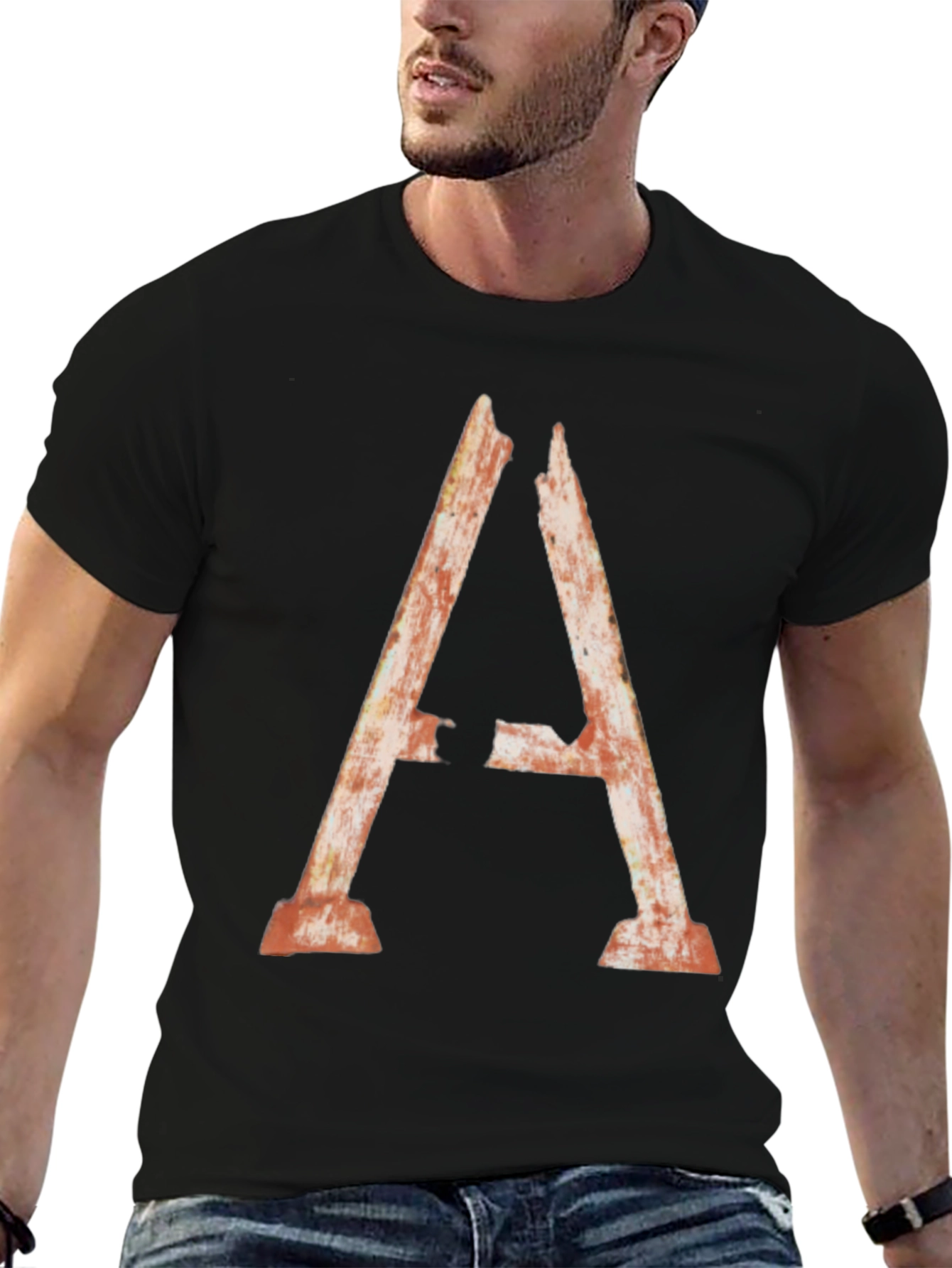 Rustic Letter A Graphic Tee - Distressed Style Shirt
