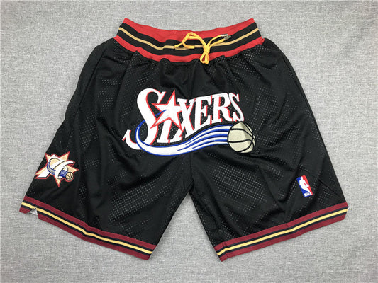 Men's Philadelphia 76ers Black 1999-00 Hardwood Classics Basketball Shorts1