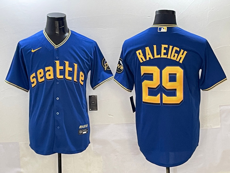 Men's Seattle Mariners Cal Raleigh #29 Blue City Connect Limited Player Jerseys