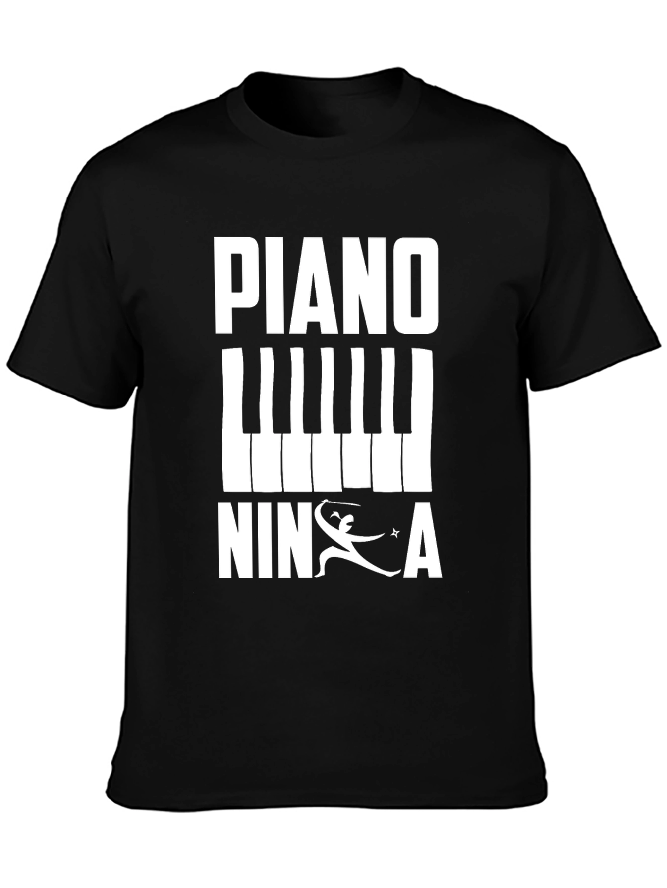 Piano Ninja Black T-Shirt - Unique Music Lover Apparel
