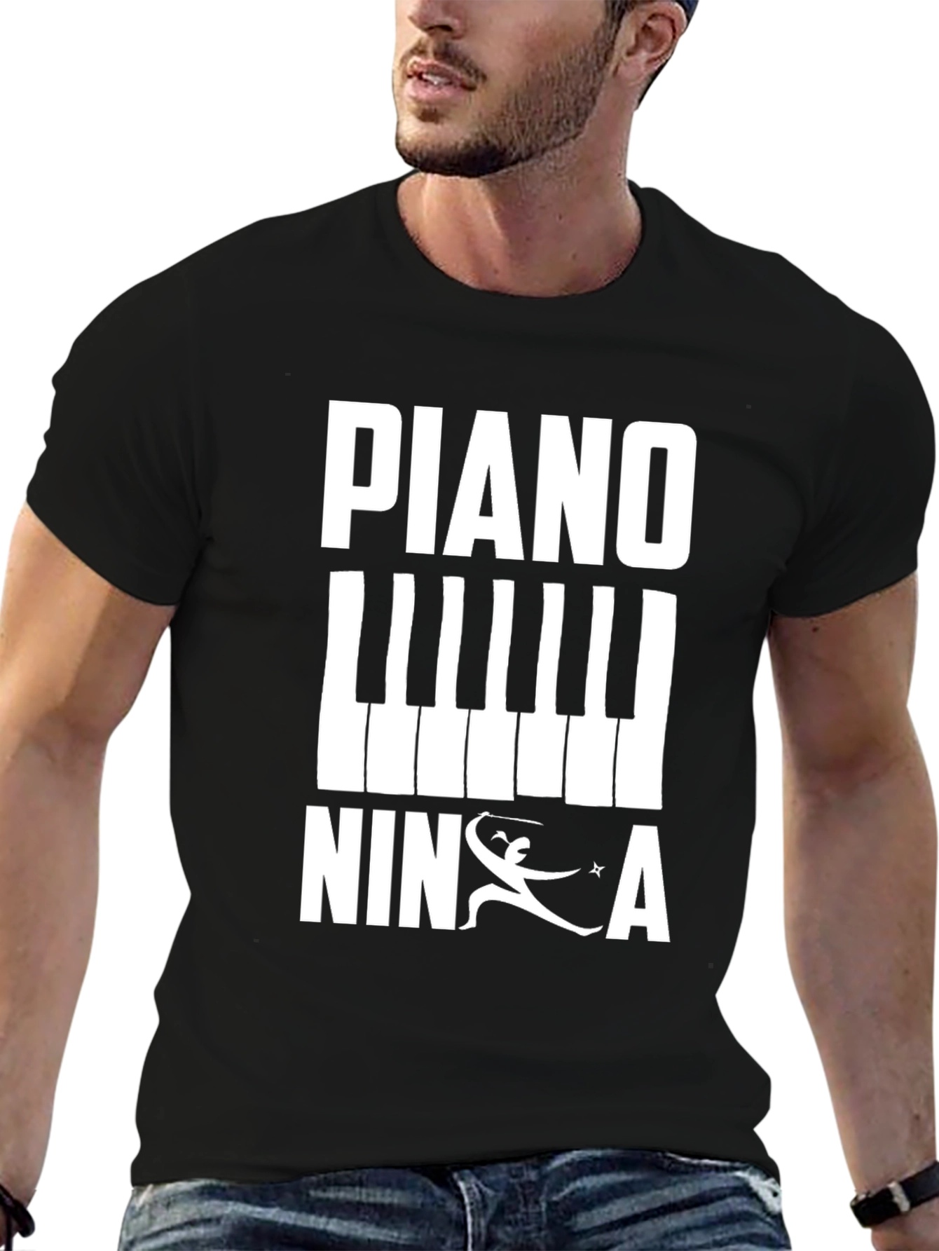 Piano Ninja Black T-Shirt - Unique Music Lover Apparel