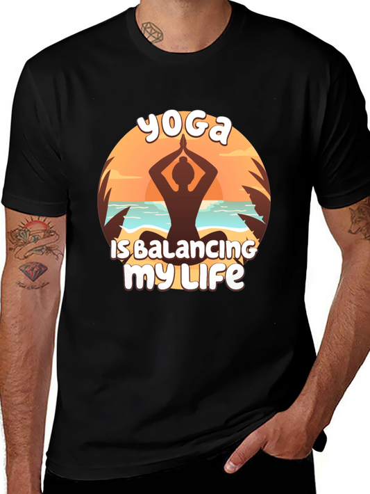 Yoga Balancing Life Black T-Shirt
