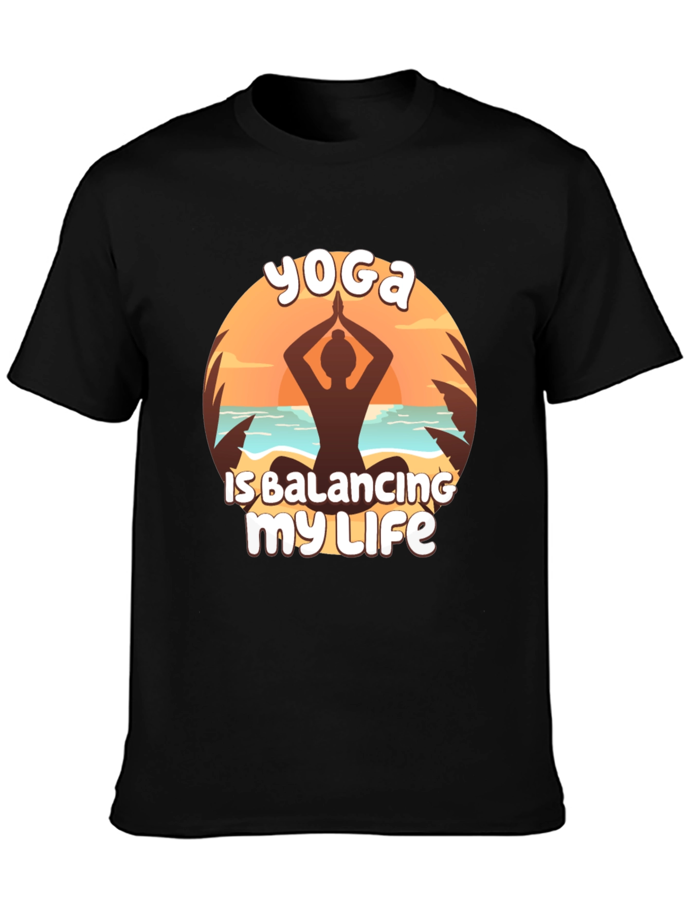 Yoga Balancing Life Black T-Shirt