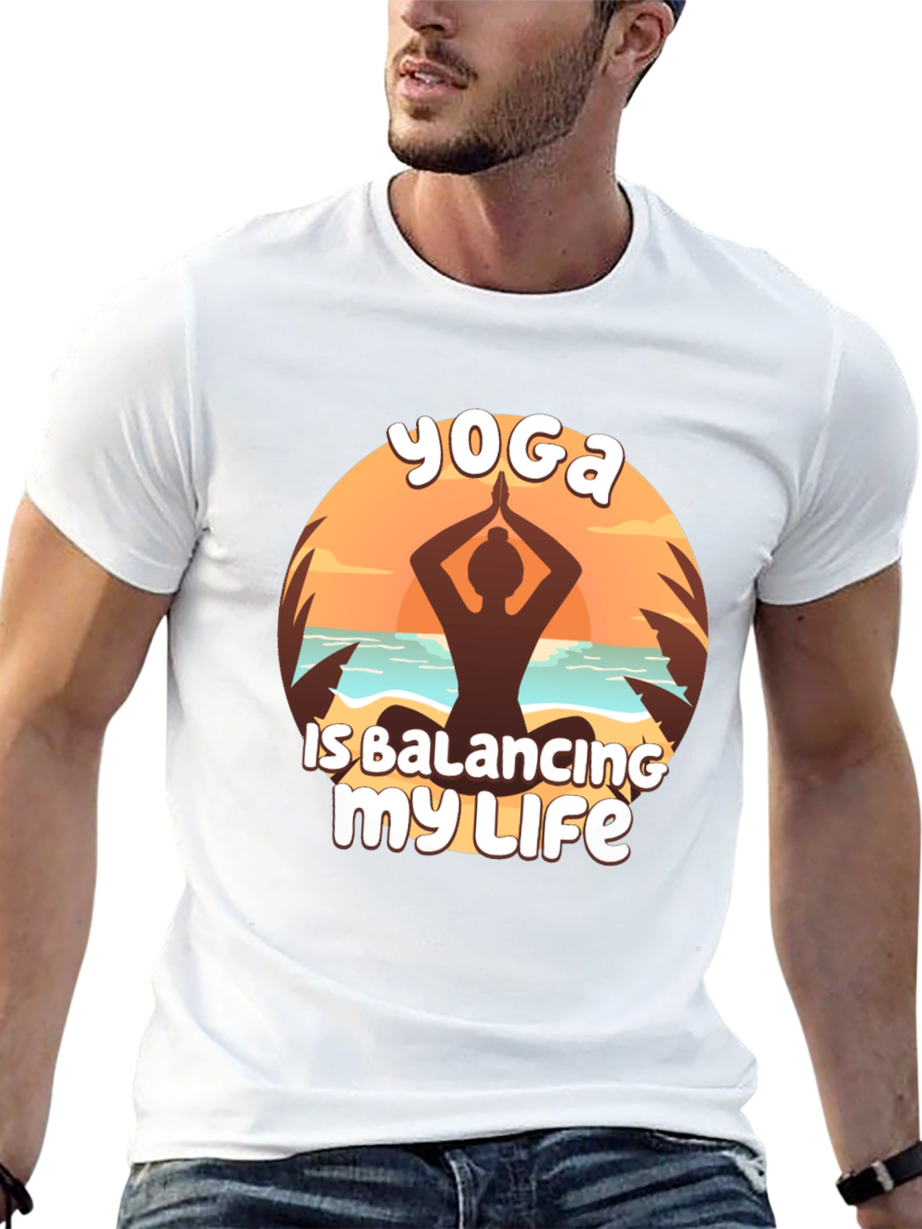 Yoga Balancing Life Black T-Shirt