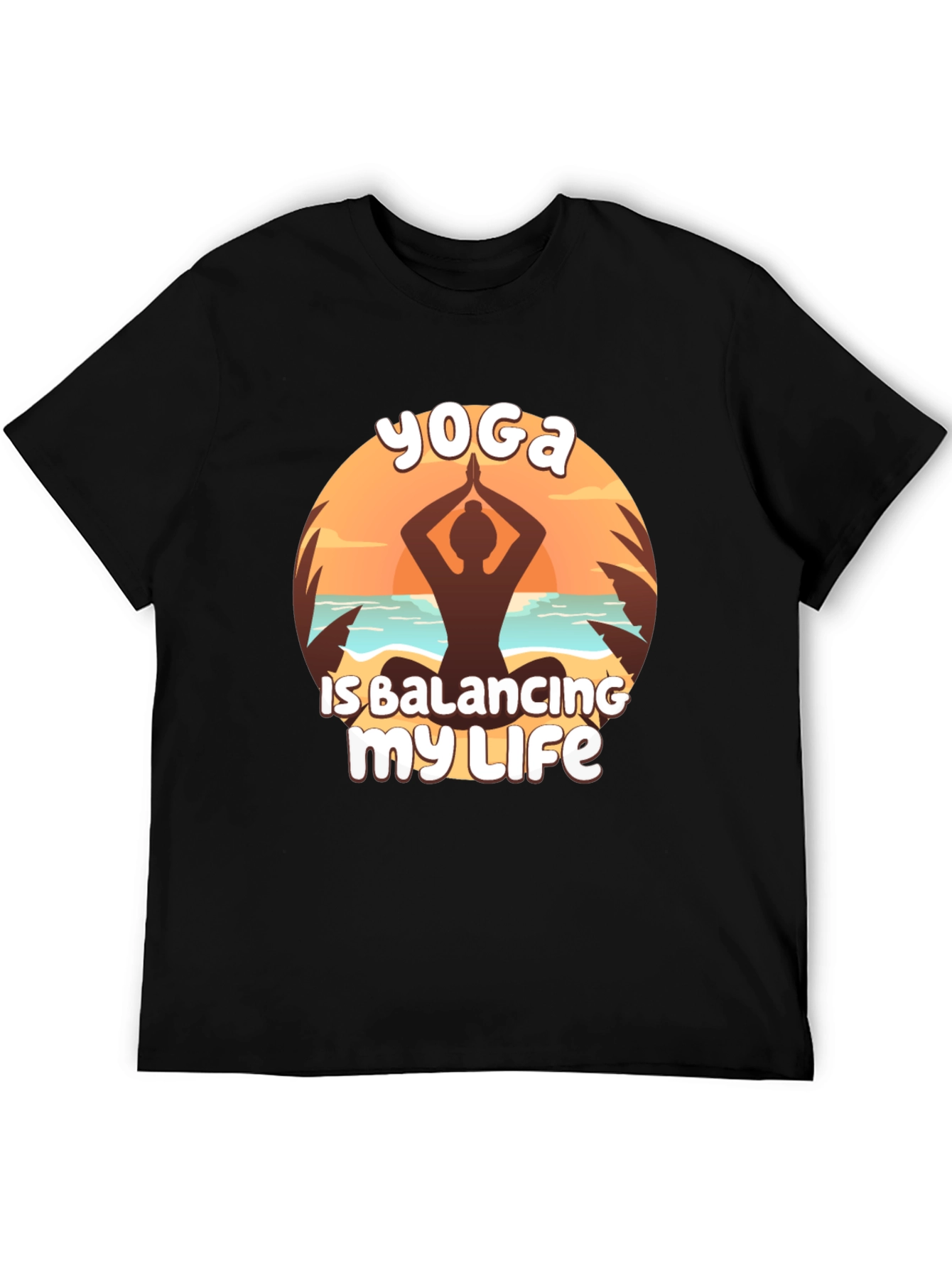 Yoga Balancing Life Black T-Shirt