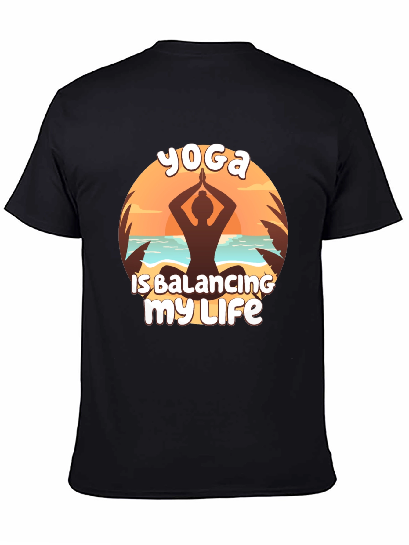 Yoga Balancing Life Black T-Shirt
