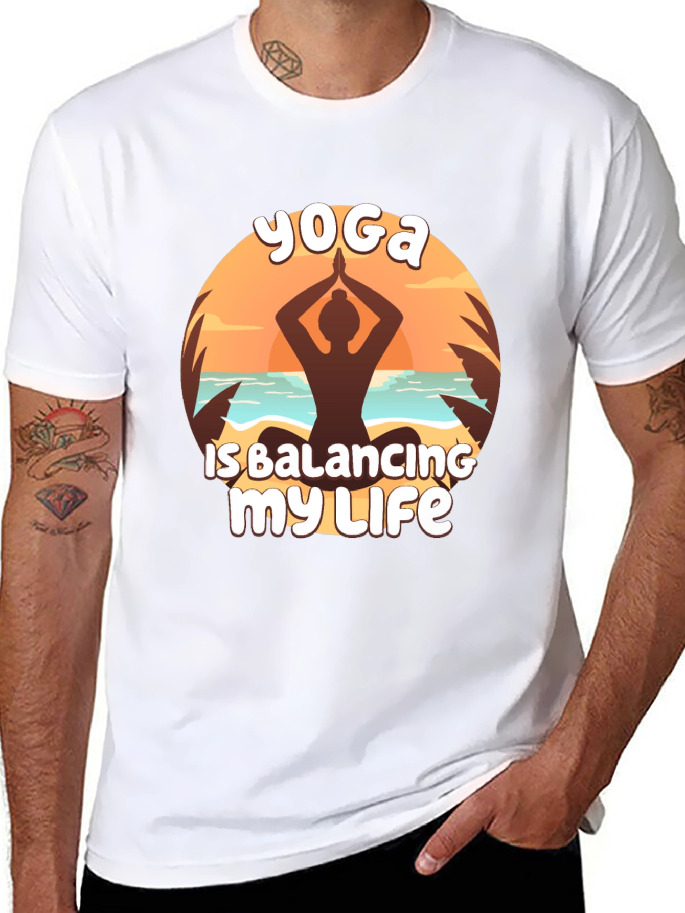 Yoga Balancing Life Black T-Shirt