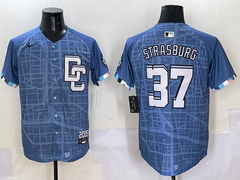 Men's Washington Nationals Stephen Strasburg #37 Blue 2025 City Connect Limited Player Jerseys