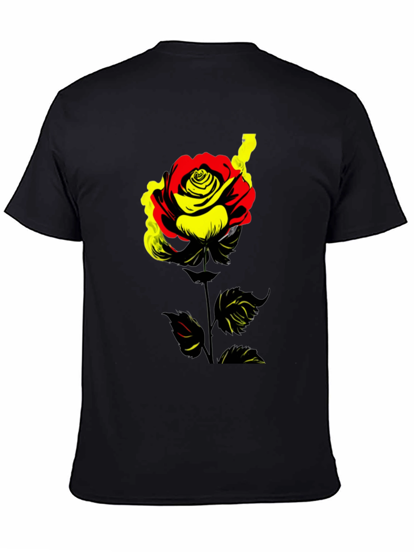 Rose Graphic Tee - Black Cotton Blend Shirt