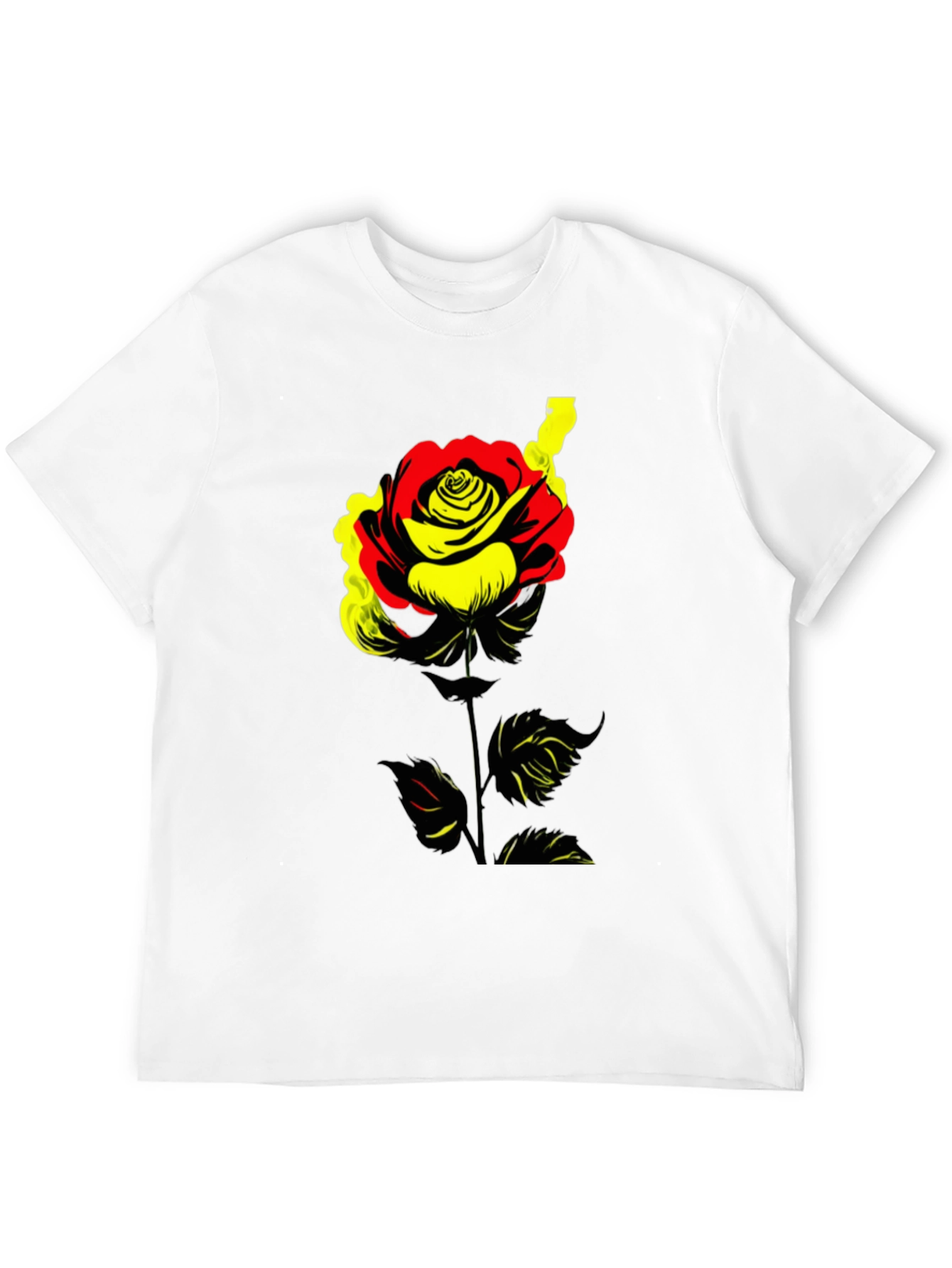 Rose Graphic Tee - Black Cotton Blend Shirt