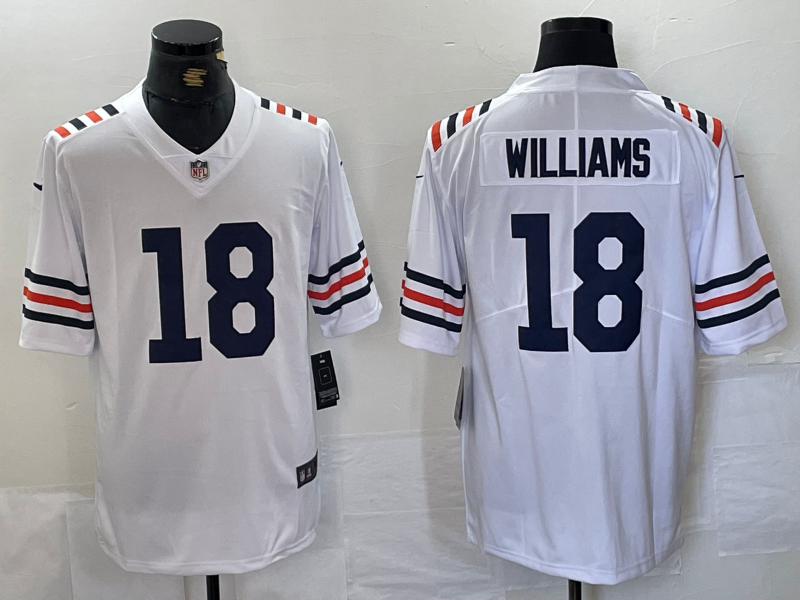 Men's Chicago Bears Caleb Williams #18 White 2024 NFL Draft 2nd Alternate Game Player Jerseys