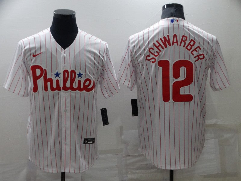 Men's Philadelphia Phillies Kyle Schwarber #12 White Replica Baseball Jerseys